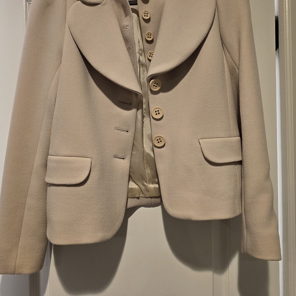 Elegant Cream Women's Blazer And Skirt Set